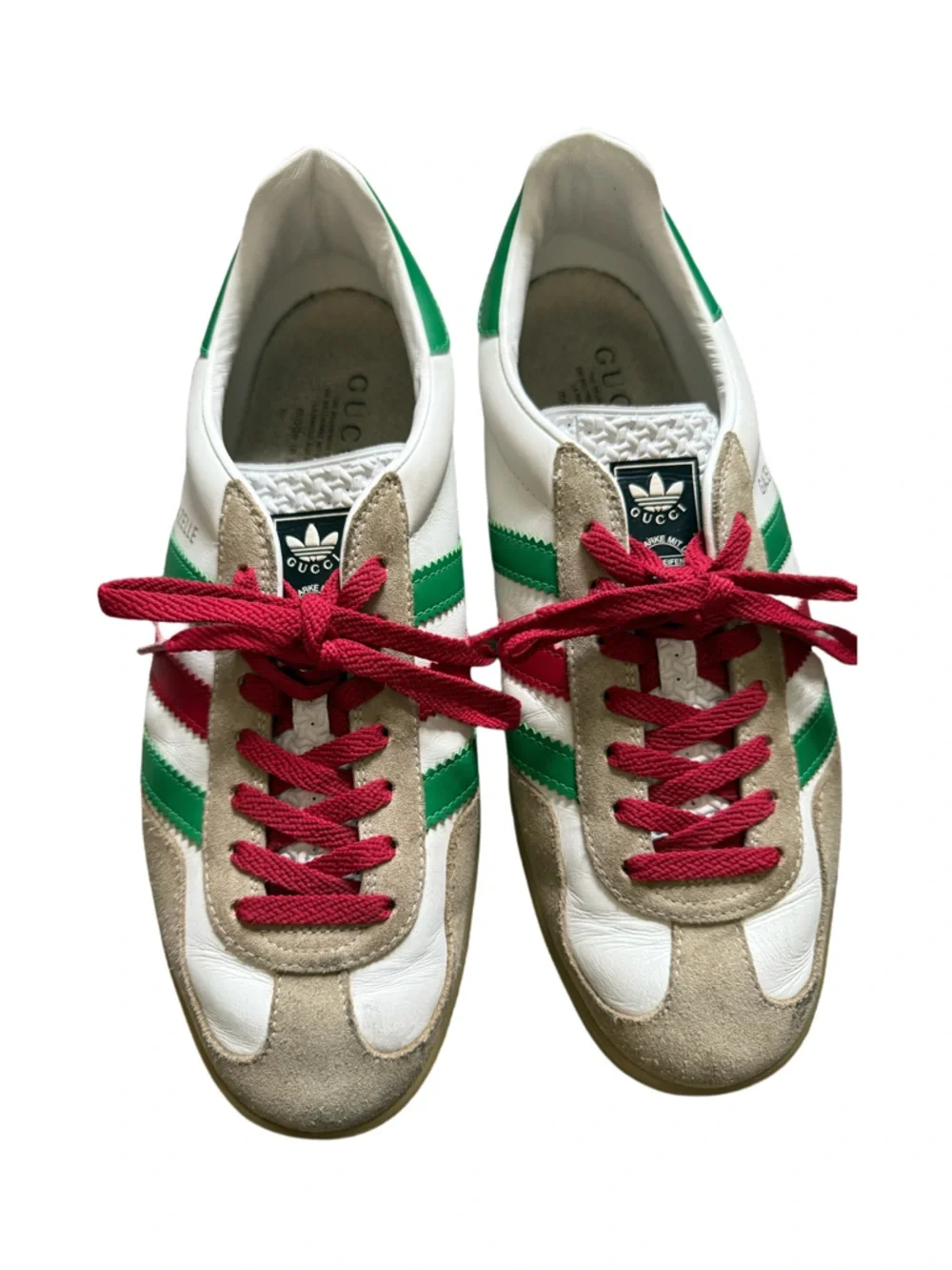 Gucci White Green Red Lace-Up Sneakers